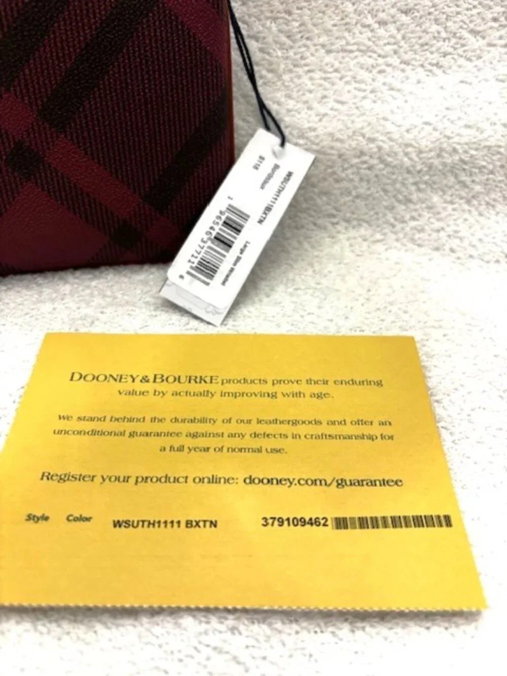 Dooney & Bourke large slim wristlet in Bordeaux plaid NWT